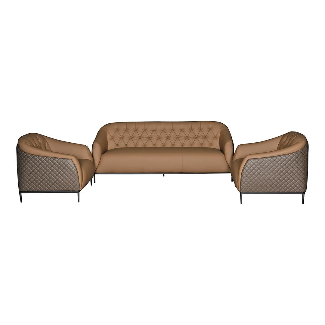 Luxury PU Leather Cushioned Office Sofa With Metal Legs - Brown-GCC Home Center