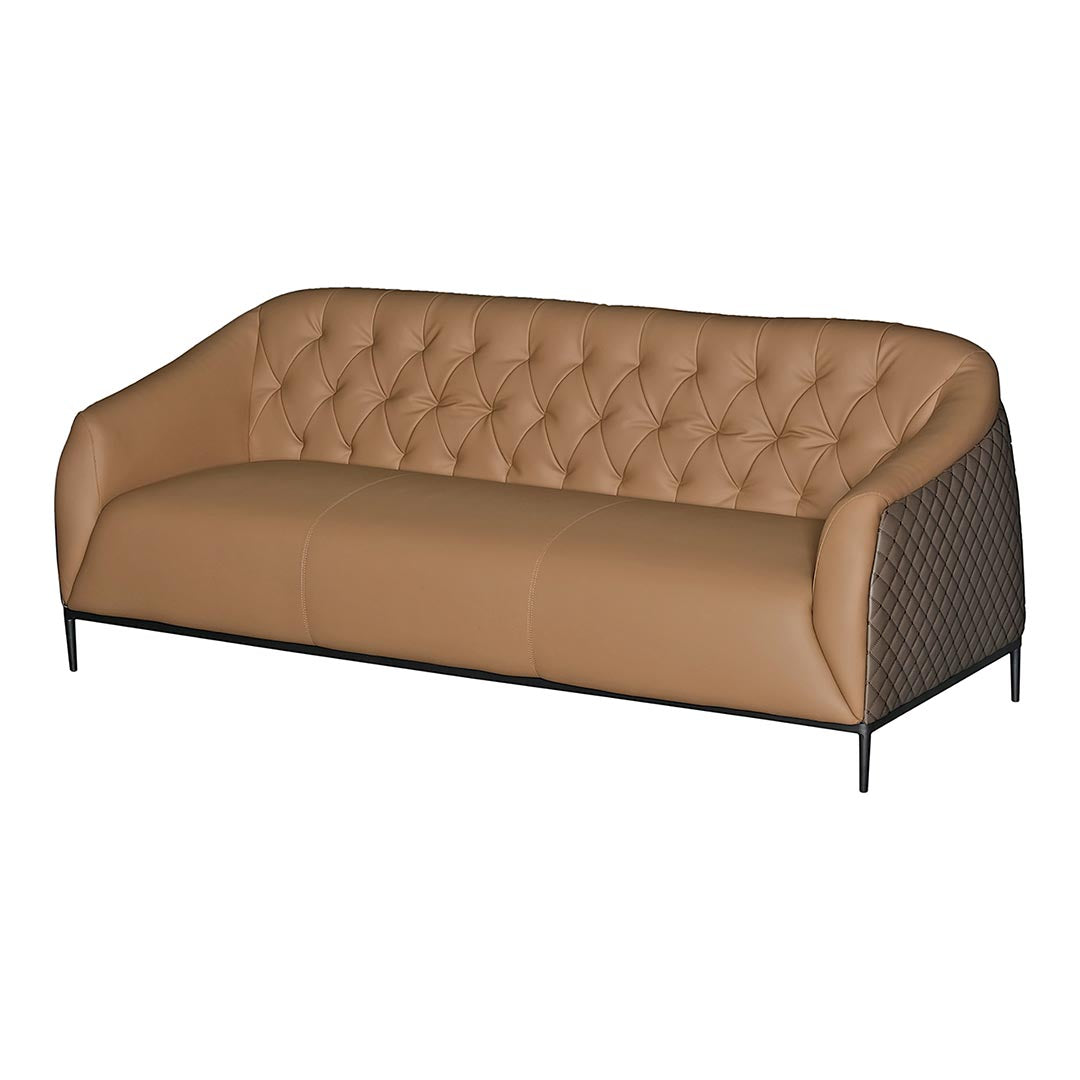 Luxury PU Leather Cushioned Office Sofa With Metal Legs - Brown-GCC Home Center