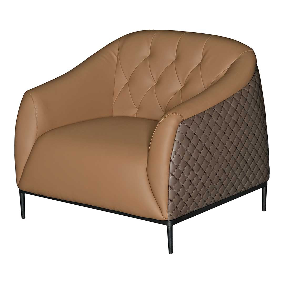 Luxury PU Leather Cushioned Office Sofa With Metal Legs - Brown-GCC Home Center