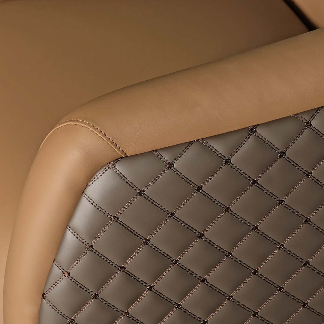 Luxury PU Leather Cushioned Office Sofa With Metal Legs - Brown-GCC Home Center