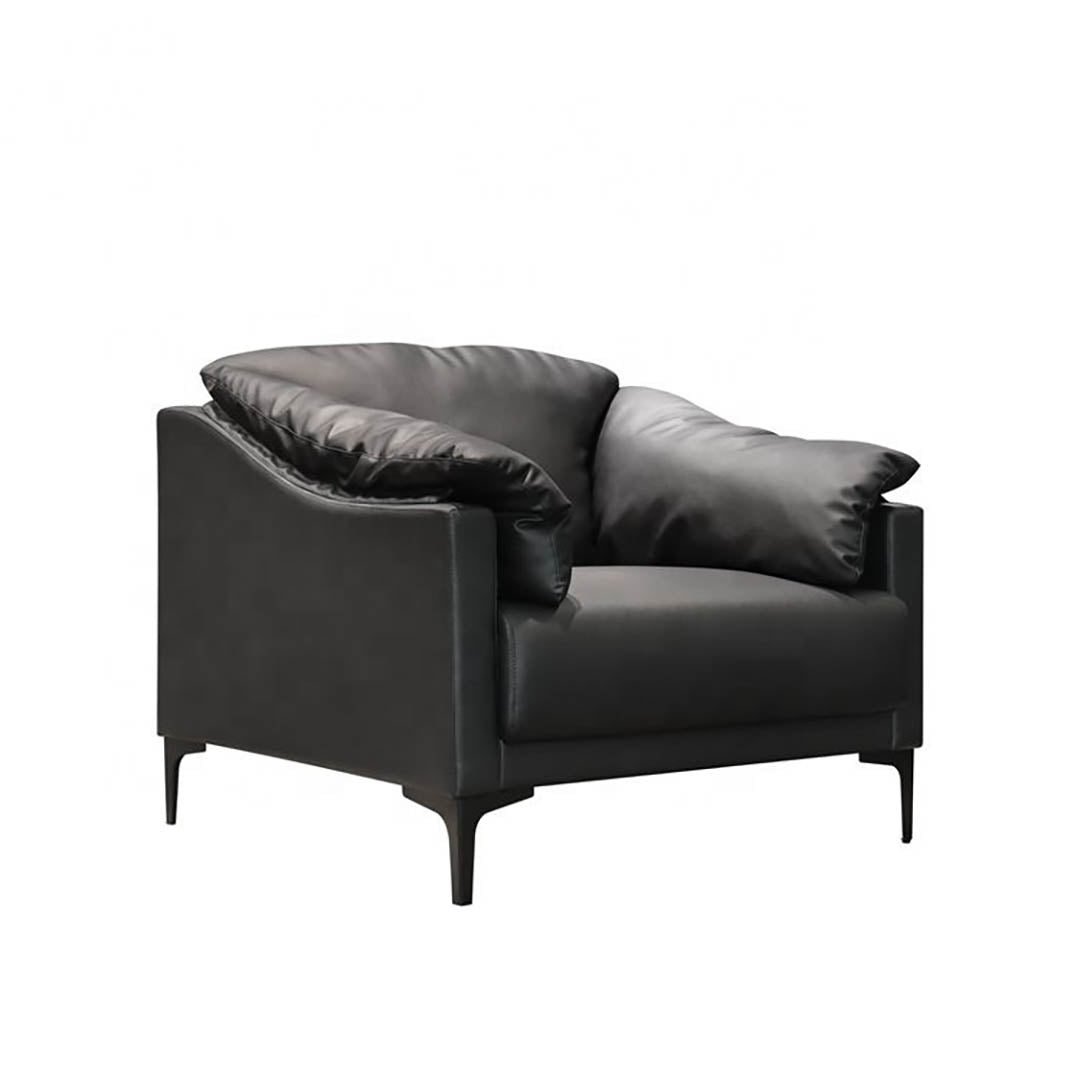 Elegant PU Leather Office Sofa Set With Metal Legs - Black-GCC Home Center