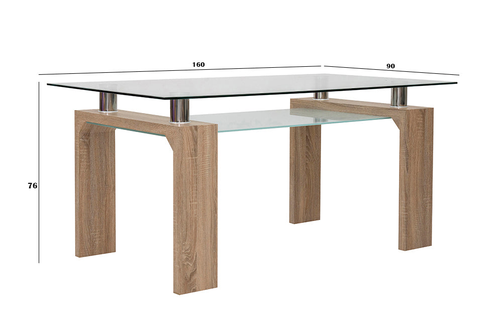 6-Seater Dining Set – Tempered Glass & Faux Leather