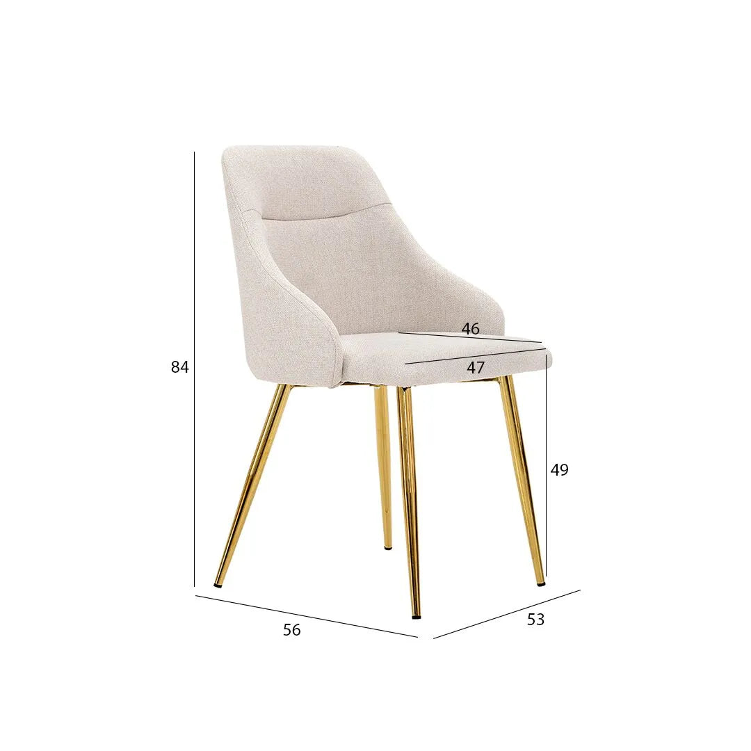 6-Seater Dining Set – Gold & Beige