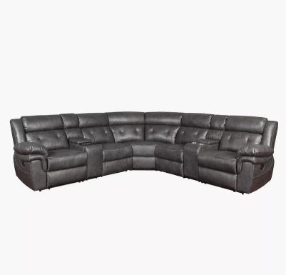 Luxury 5-Seater Sectional Fabric Corner Recliner Sofa with 2 Consoles