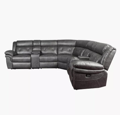 Luxury 5-Seater Sectional Fabric Corner Recliner Sofa with 2 Consoles