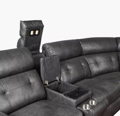 Luxury 5-Seater Sectional Fabric Corner Recliner Sofa with 2 Consoles
