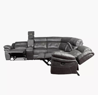 Luxury 5-Seater Sectional Fabric Corner Recliner Sofa with 2 Consoles