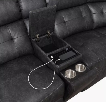 Luxury 5-Seater Sectional Fabric Corner Recliner Sofa with 2 Consoles