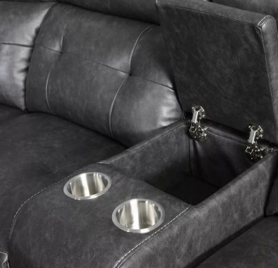 Luxury 5-Seater Sectional Fabric Corner Recliner Sofa with 2 Consoles