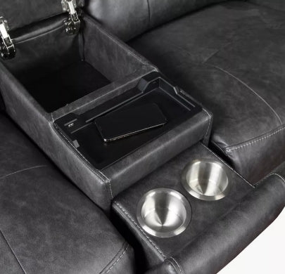 Luxury 5-Seater Sectional Fabric Corner Recliner Sofa with 2 Consoles