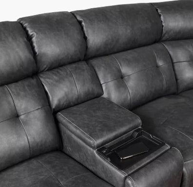 Luxury 5-Seater Sectional Fabric Corner Recliner Sofa with 2 Consoles