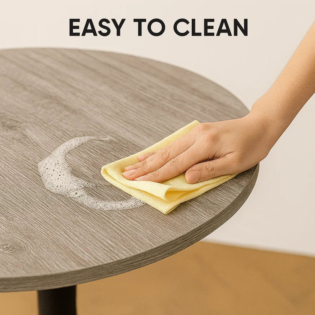 Round Dining Table Space-Saving Design with Metal Base for Living Room, Restaurant, Café