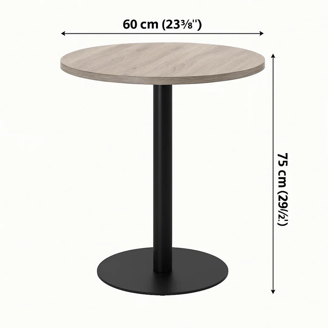 Round Dining Table Space-Saving Design with Metal Base for Living Room, Restaurant, Café