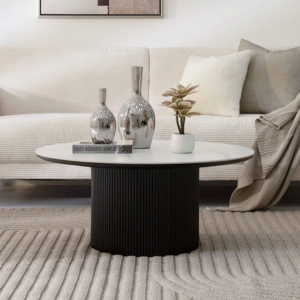 Round Coffee Table – Black & Off White