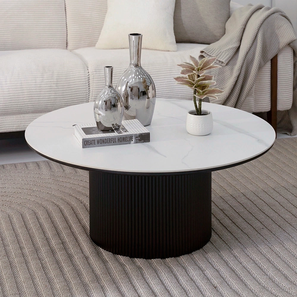 Round Coffee Table – Black & Off White