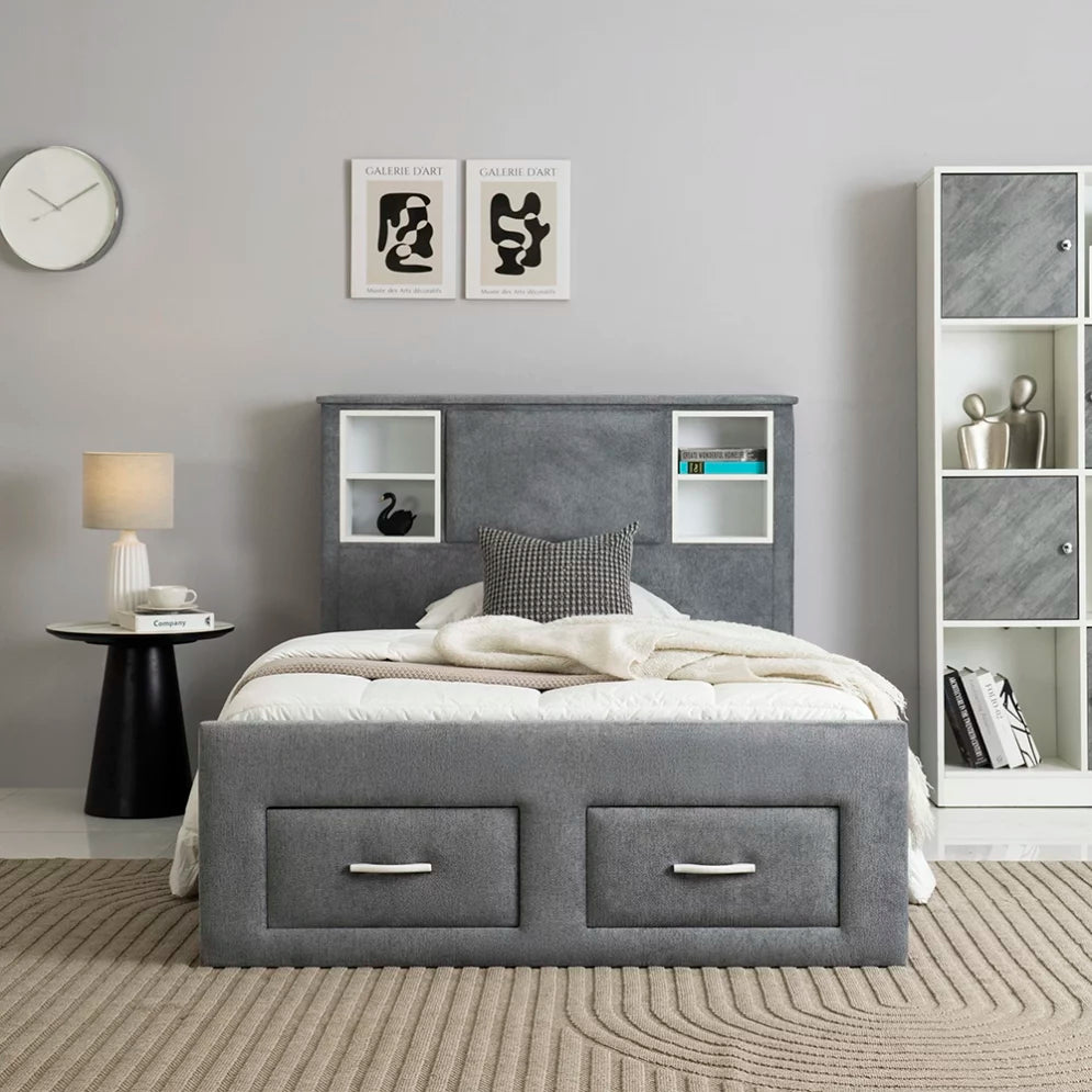 Modern Bed With Drawers And Headboard