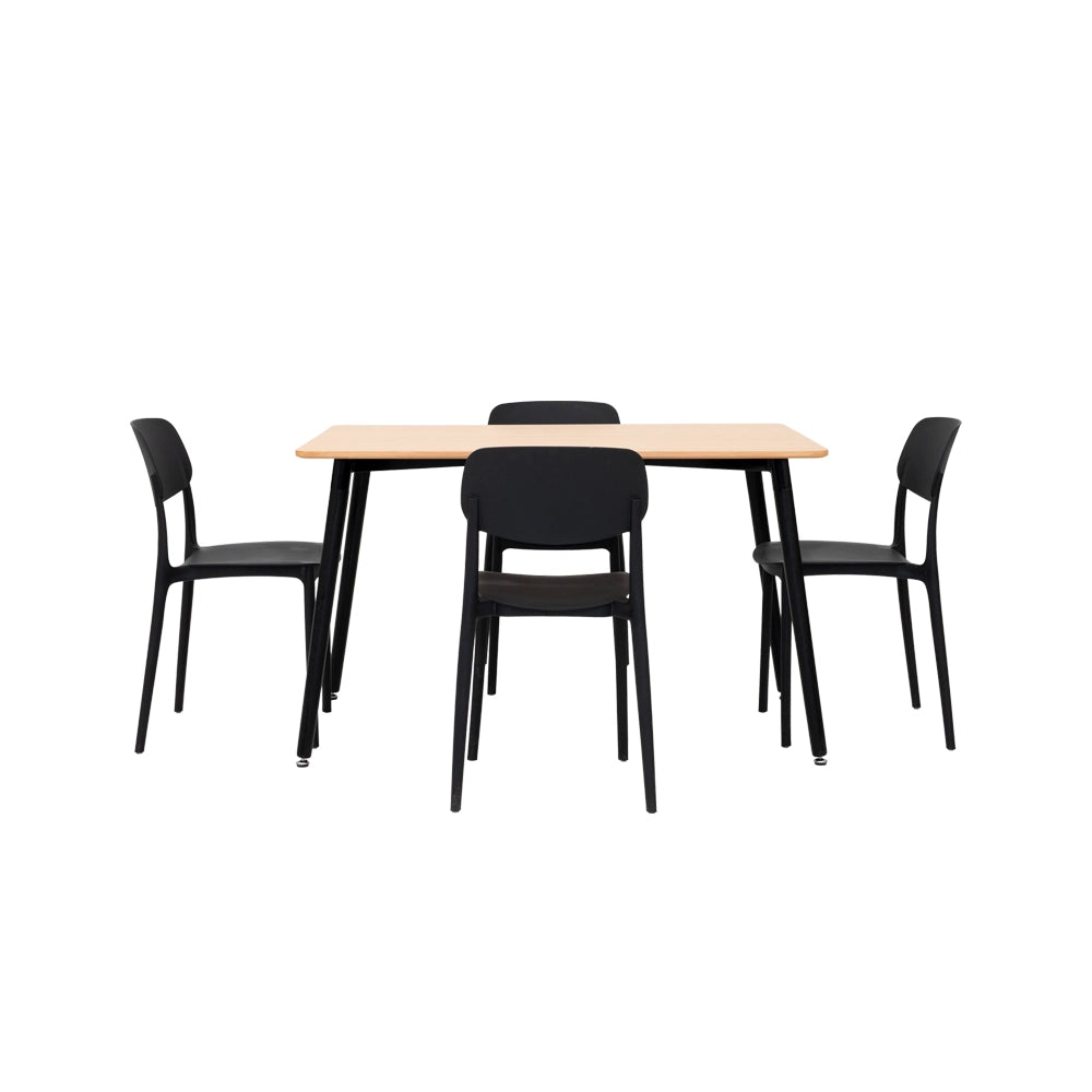 4-Seater Dining Set (Oak & Black)