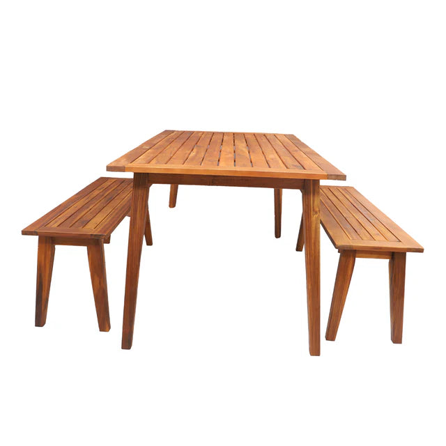 Outdoor Acacia Wood Table & Bench Set-GCC Home Center