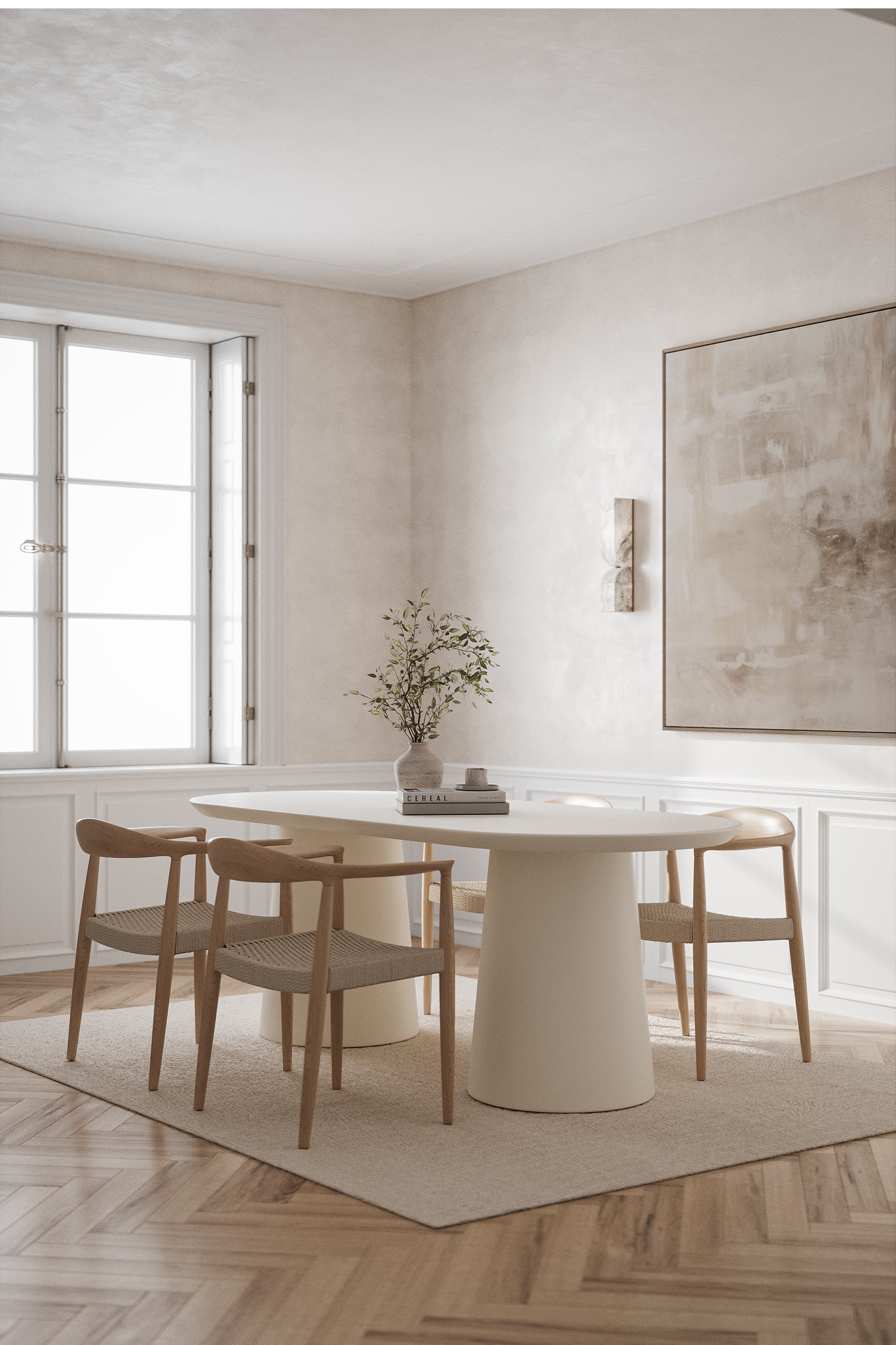 Elegant Off White Concrete Dining Table
