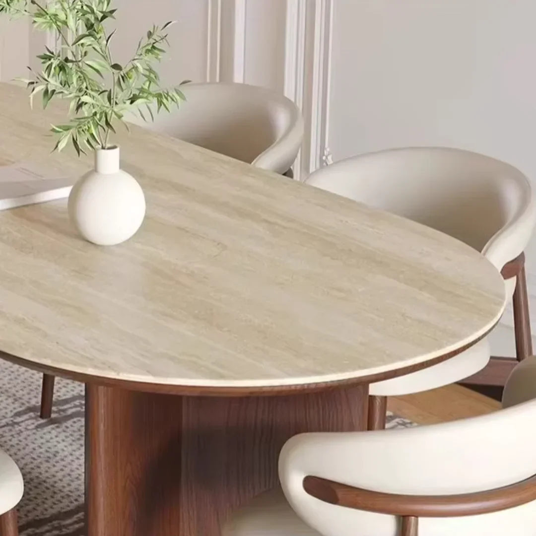 Harmony 6 Seater Dining Table Set with Limestone Top