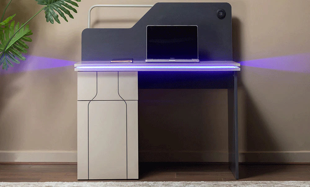 4 Pics Wooden Teens Bedroom Set - White & Gray