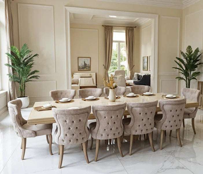 Luxury Milano 10 Seater Dining Set - Elegant Beige