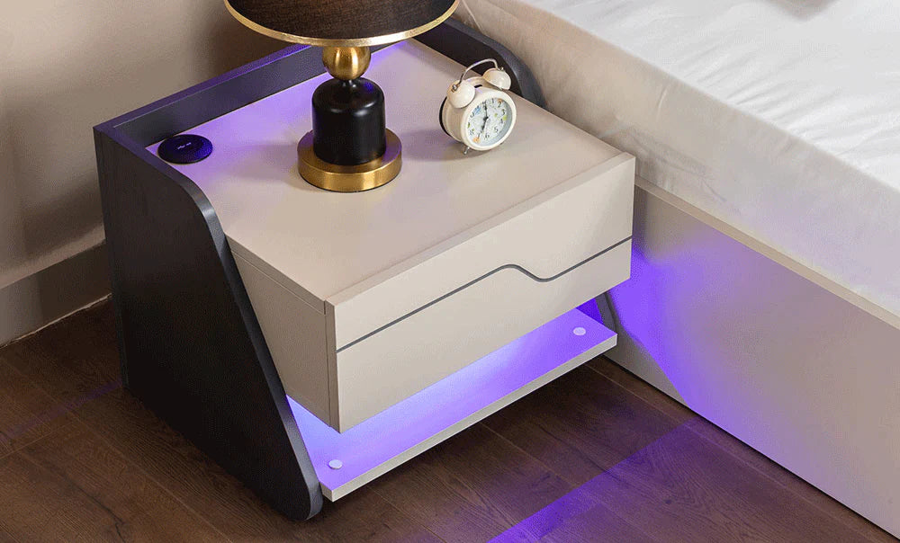 4 Pics Wooden Teens Bedroom Set - White & Gray