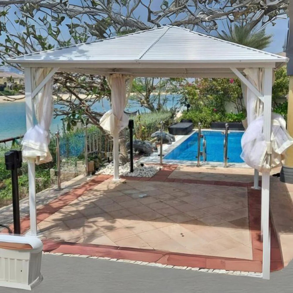 3x3m Galvanized Roof Aluminum Gazebo - White-GCC Home Center