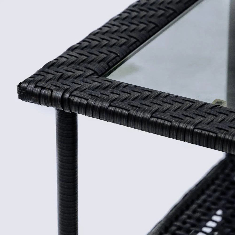 Aluminum & Rattan Frame Table- Brown-GCC Home Center