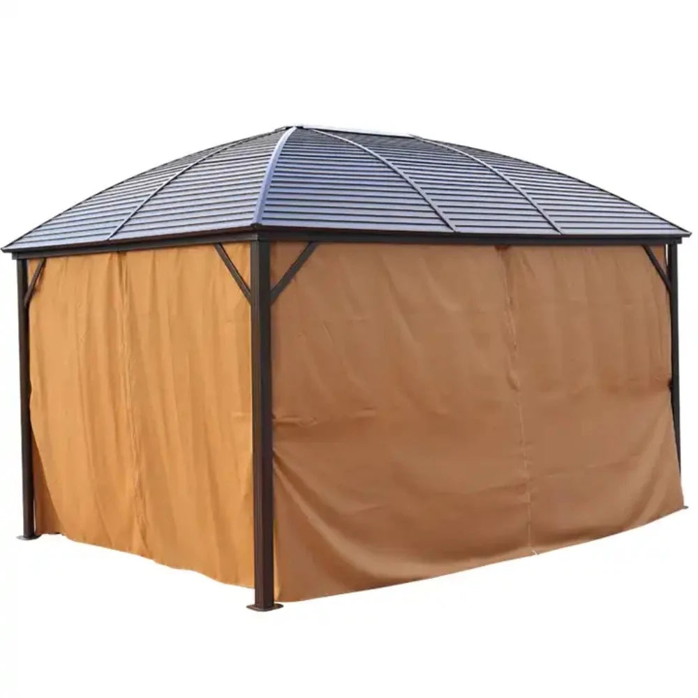 3x4m Rectangular Roof Aluminum Gazebo Brown-GCC Home Center