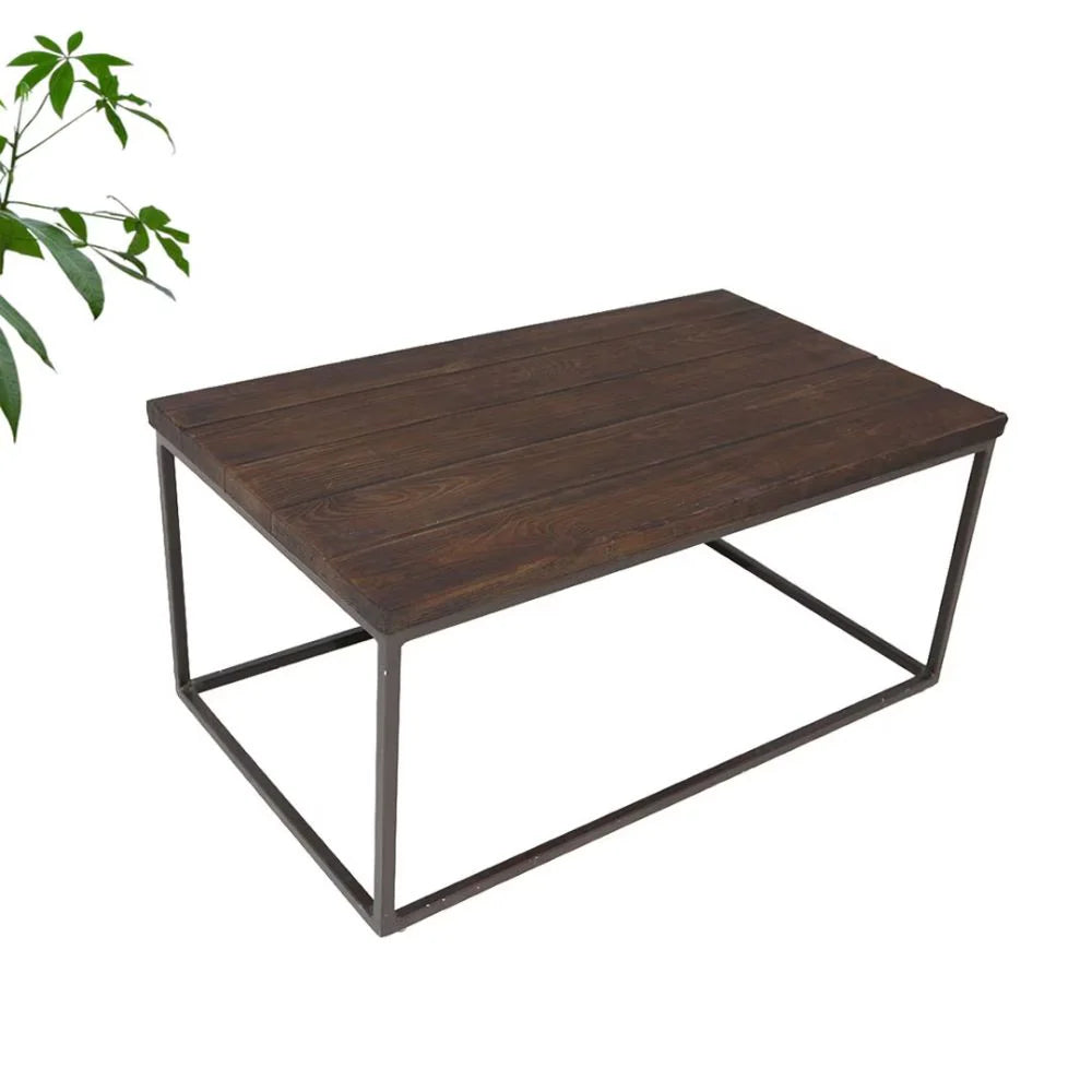 Outdoor Iron and PVC Table Brown-GCC Home Center