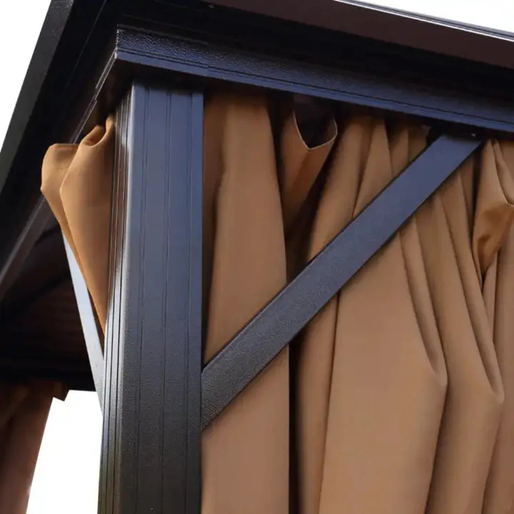 3x4m Rectangular Roof Aluminum Gazebo Brown-GCC Home Center
