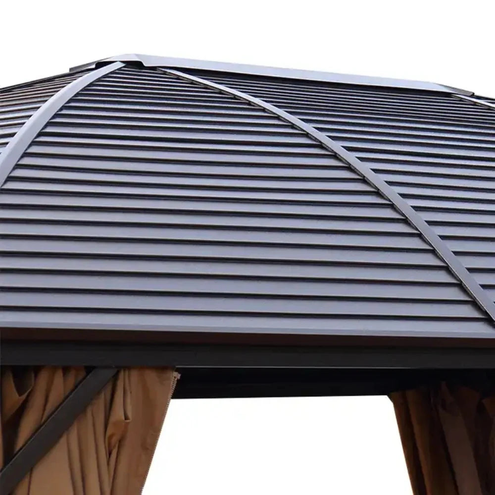 3x4m Rectangular Roof Aluminum Gazebo Brown-GCC Home Center