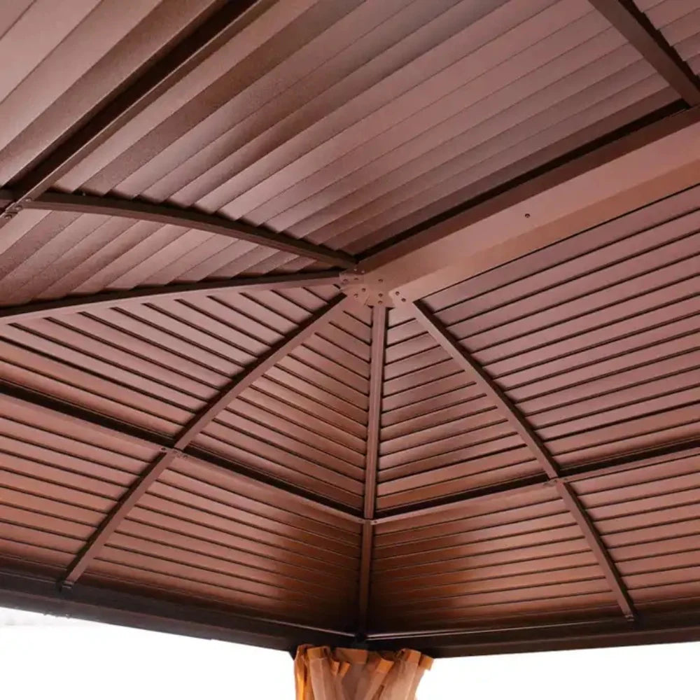 3x4m Rectangular Roof Aluminum Gazebo Brown-GCC Home Center