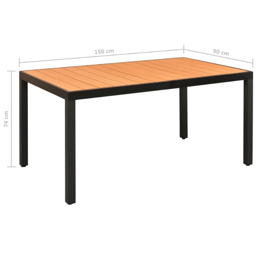 All-Weather Resistant Aluminum Frame WPC 6-Seater Outdoor Dining Set with Foldable Chairs for Garden and Backyard-GCC Home Center