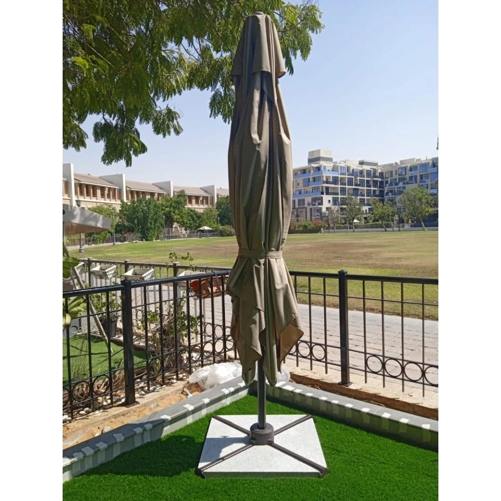 Aluminum Garden Umbrella with Marble Base, Solar Light-GCC Home Center