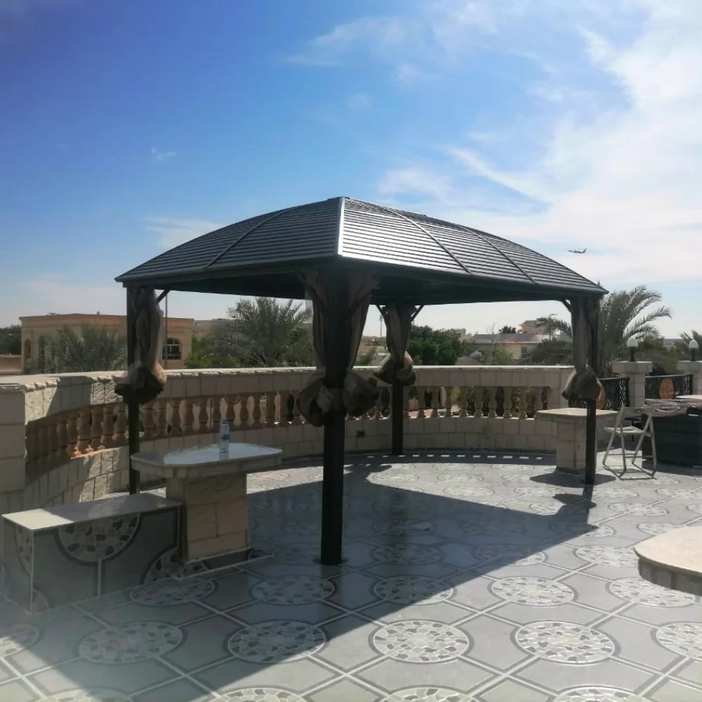 3x4m Rectangular Roof Aluminum Gazebo Brown-GCC Home Center