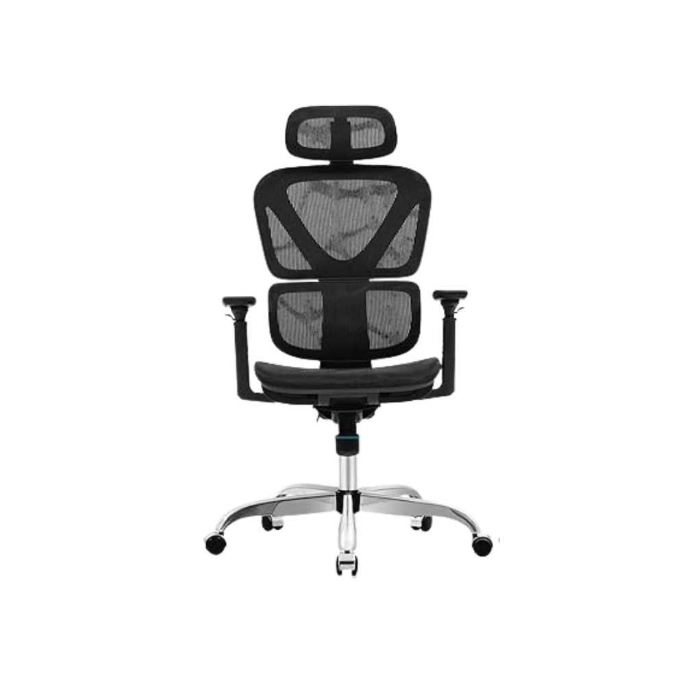 Ergonomic Black Mesh Office Chair with Adjustable Armrests & Lumbar Support – Tilt Function, Breathable Cushion, 1-Year Warranty-GCC Home Center