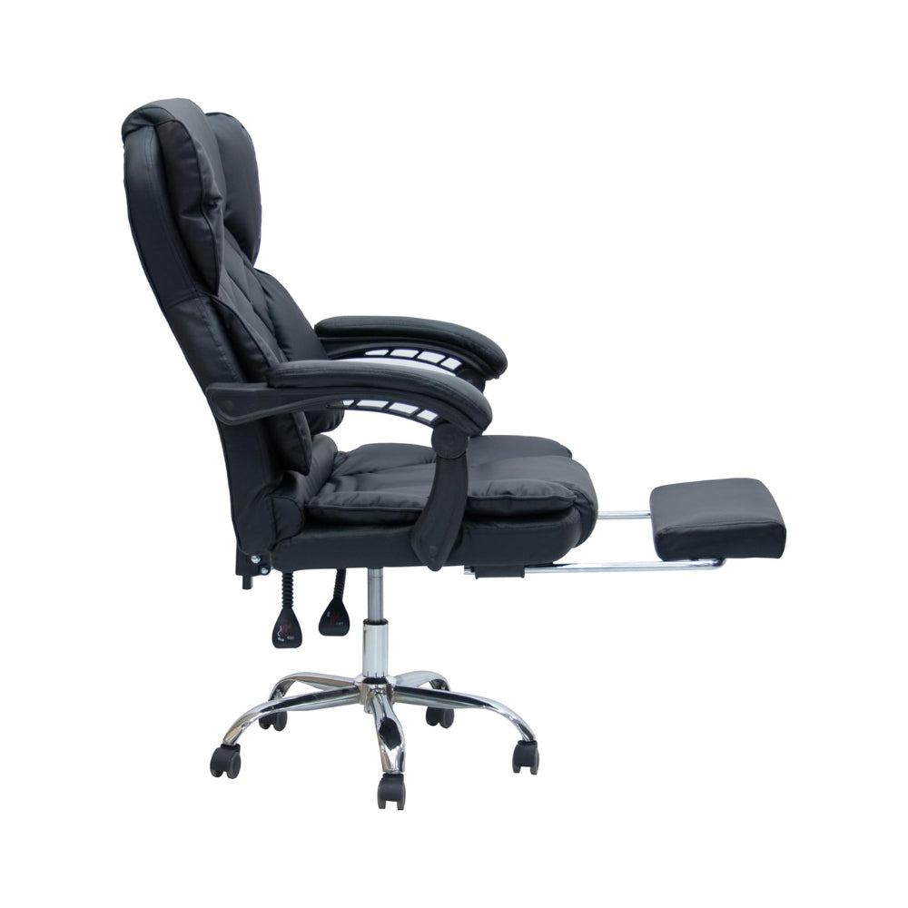 Ergonomic Black Faux Leather Office & Gaming Chair with Headrest - 360° Swivel, Heavy-Duty Design, 150KG Capacity-GCC Home Center