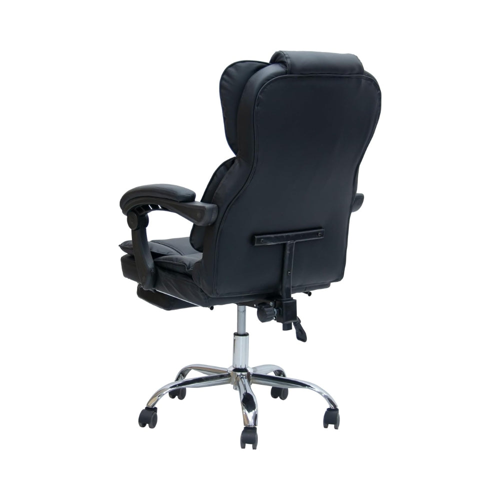 Ergonomic Black Faux Leather Office & Gaming Chair with Headrest - 360° Swivel, Heavy-Duty Design, 150KG Capacity-GCC Home Center