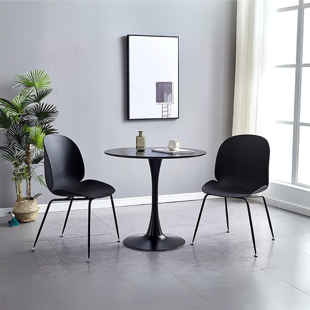 Modern Round Kitchen Dining Table - 23.6" MDF Top with Sturdy Metal Base, Ideal for Small Spaces-GCC Home Center