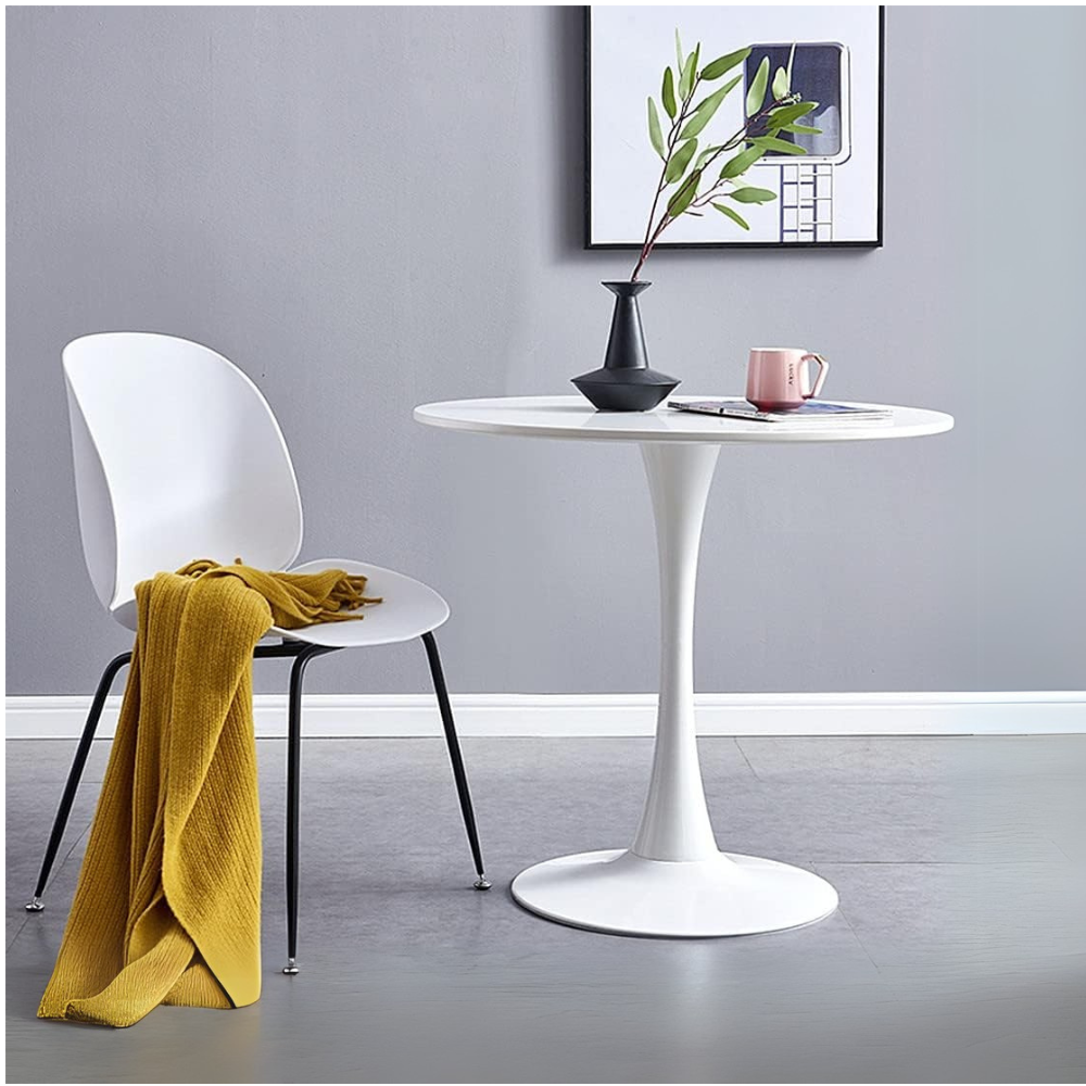 Modern Round Kitchen Dining Table with Sturdy Metal Base & MDF Top - Ideal for Small Spaces, Easy Assembly-GCC Home Center