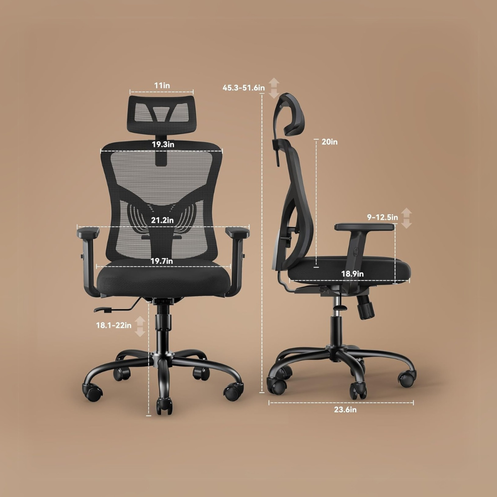Ergonomic Mesh Office Chair with Adjustable Lumbar Support, High-Back Design & Breathable Seat - Perfect for Home & Office Comfort-GCC Home Center