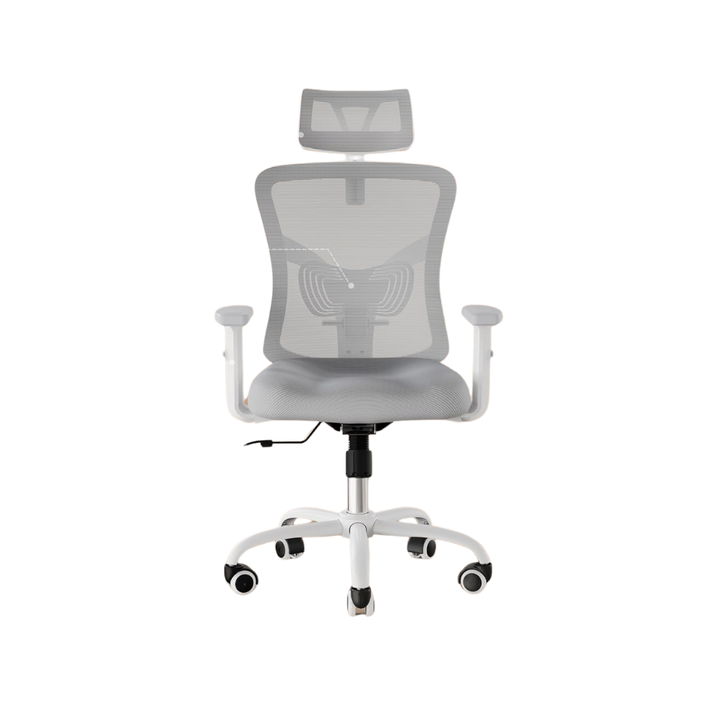 Ergonomic White Office Chair with Adjustable Lumbar Support & Breathable Mesh - Comfortable High-Back Desk Chair for Home & Office-GCC Home Center