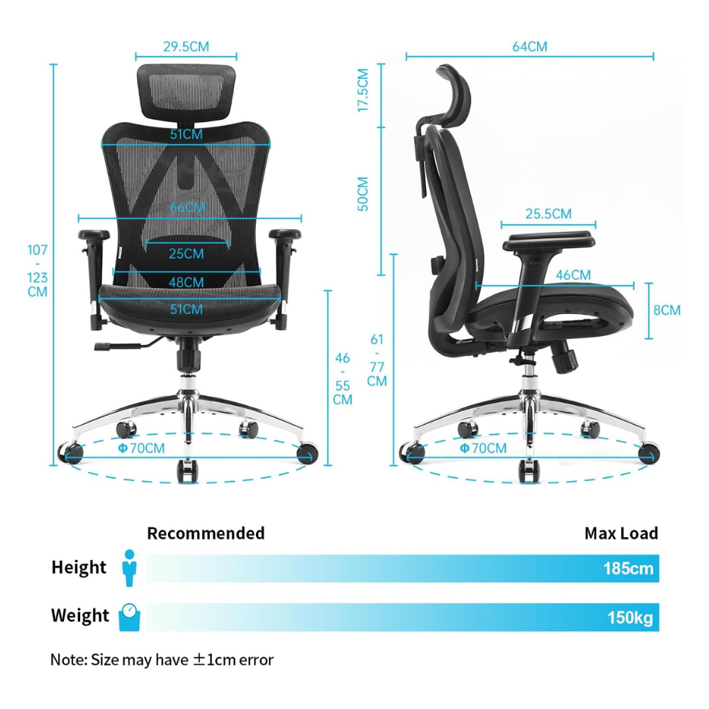 Ergonomic Mesh Office Chair with Adjustable Headrest, Lumbar Support & 3D Armrests - Comfortable, Adjustable, and Durable-GCC Home Center
