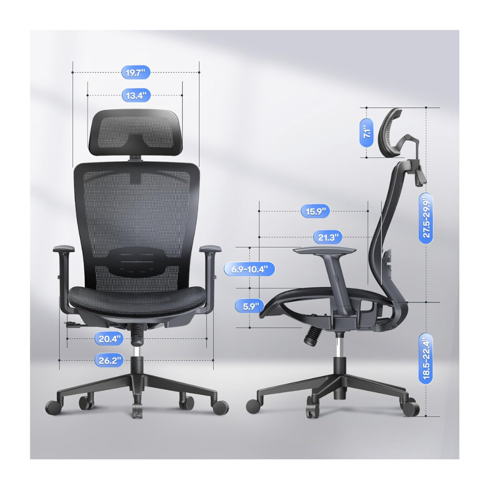 Ergonomic Black Mesh Office Chair with Adjustable Features & Lumbar Support - 3-Level Tilt & 300 lbs Capacity-GCC Home Center