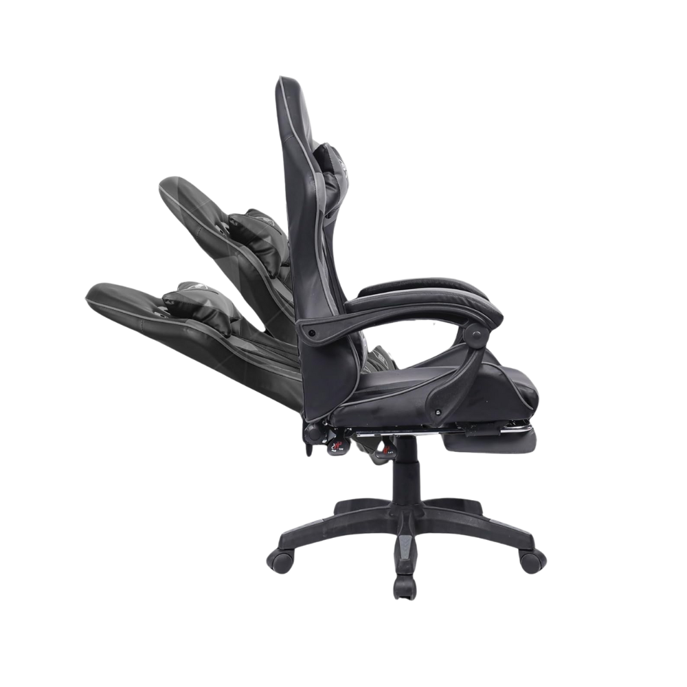 Ergonomic White Gaming Racing Chair with Adjustable Backrest & Footrest - Comfortable Faux Leather High-Back Design-GCC Home Center
