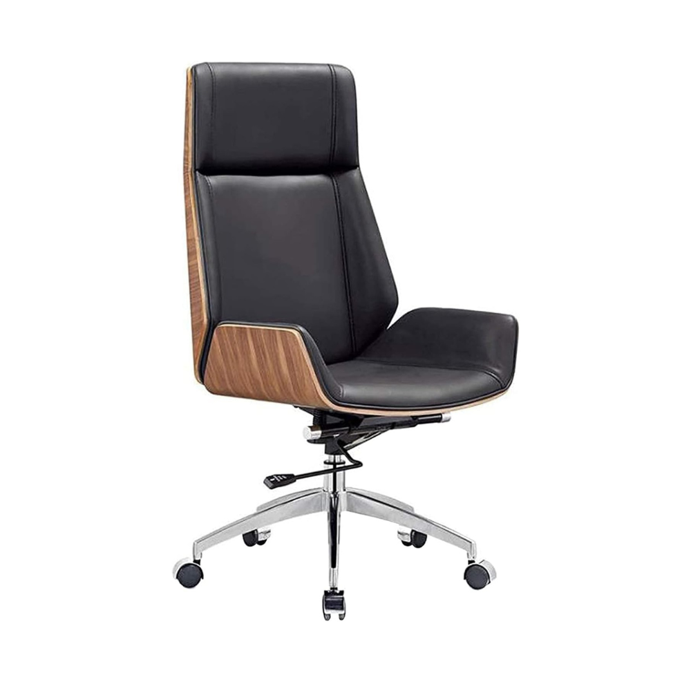 Ergonomic White Faux Leather Office Chair with Solid Wood Back & Adjustable Headrest - Comfortable, Easy Assembly-GCC Home Center
