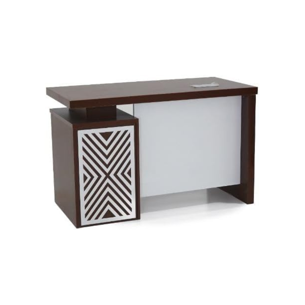 Modern Office Staff Table with 3 Lockable Drawers & Scratch-Resistant Melamine Finish - Cherry & White-GCC Home Center