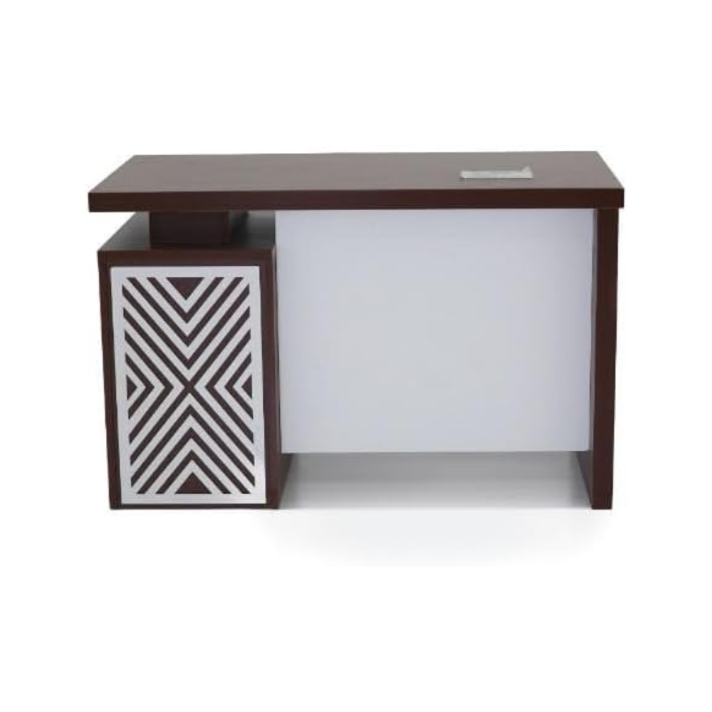 Modern Office Staff Table with 3 Lockable Drawers & Scratch-Resistant Melamine Finish - Cherry & White-GCC Home Center